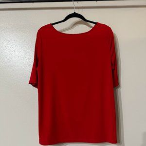 Susan Graver Blouse RED  dress shirt 1/2 sleeve Size Large